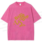 Unisex Flower Man Running Printed Washed Tee