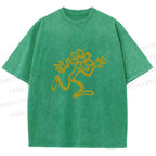 Unisex Flower Man Running Printed Washed Tee