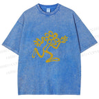 Unisex Flower Man Running Printed Washed Tee