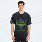 Unisex Vintage Frog on Mushroom Printed Washed Tee