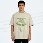 Unisex Vintage Frog on Mushroom Printed Washed Tee