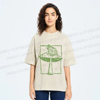 Unisex Vintage Frog on Mushroom Printed Washed Tee