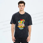 Unisex Collage of The Simpson Printed Washed Tee