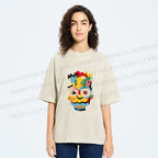 Unisex Collage of The Simpson Printed Washed Tee