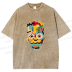 Unisex Collage of The Simpson Printed Washed Tee