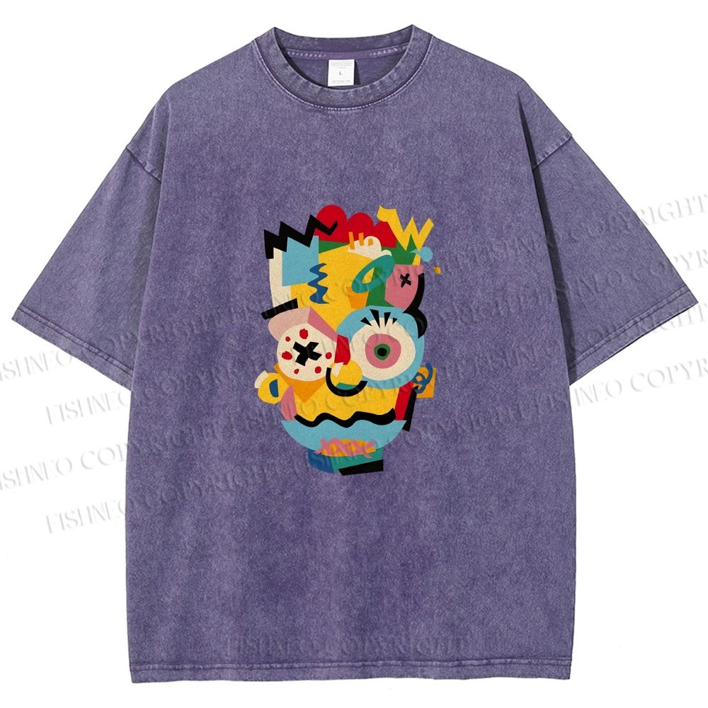 Unisex Collage of The Simpson Printed Washed Tee
