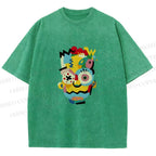 Unisex Collage of The Simpson Printed Washed Tee