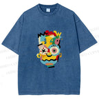 Unisex Collage of The Simpson Printed Washed Tee