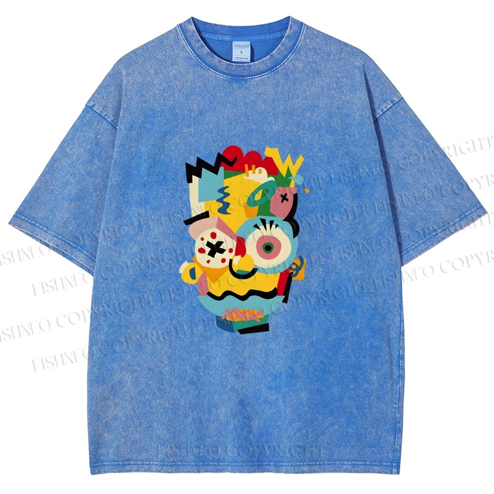 Unisex Collage of The Simpson Printed Washed Tee