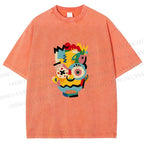 Unisex Collage of The Simpson Printed Washed Tee