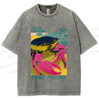 Unisex Yayoi Kusama Crab Printed Washed Tee
