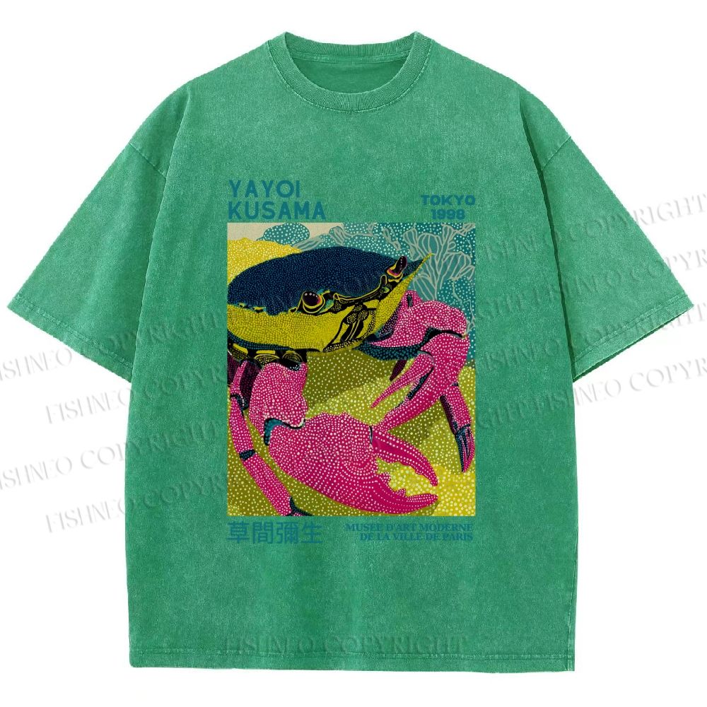 Unisex Yayoi Kusama Crab Printed Washed Tee