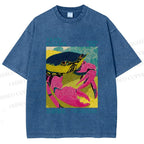 Unisex Yayoi Kusama Crab Printed Washed Tee