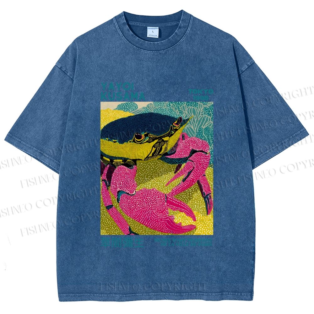 Unisex Yayoi Kusama Crab Printed Washed Tee