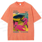 Unisex Yayoi Kusama Crab Printed Washed Tee