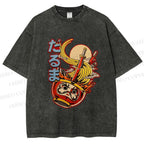 Unisex Vintage Japanese Ramen Graffiti Printed Washed Tee