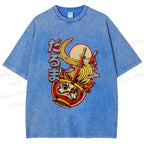 Unisex Vintage Japanese Ramen Graffiti Printed Washed Tee