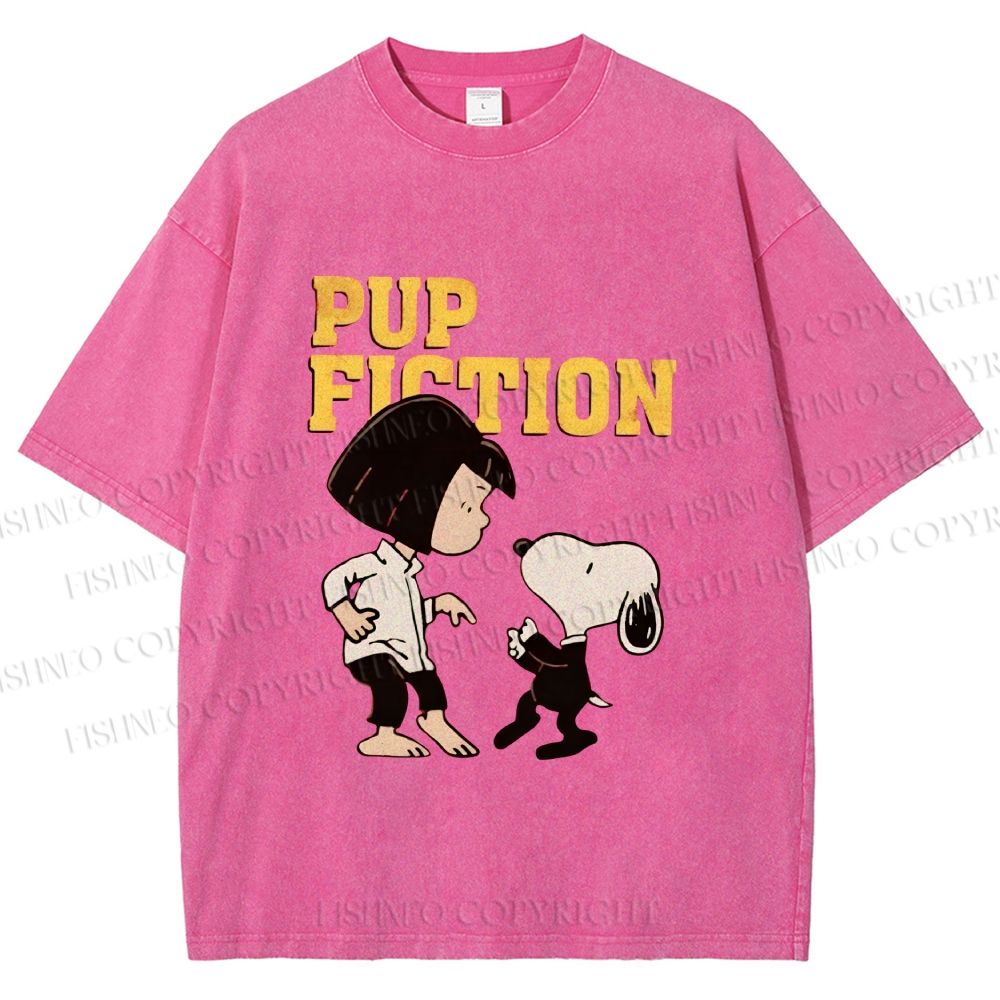 Unisex Pup Fiction Snoopy Printed Washed Tee