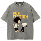 Unisex Pup Fiction Snoopy Printed Washed Tee