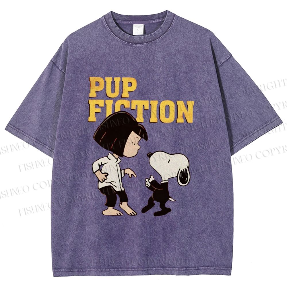 Unisex Pup Fiction Snoopy Printed Washed Tee