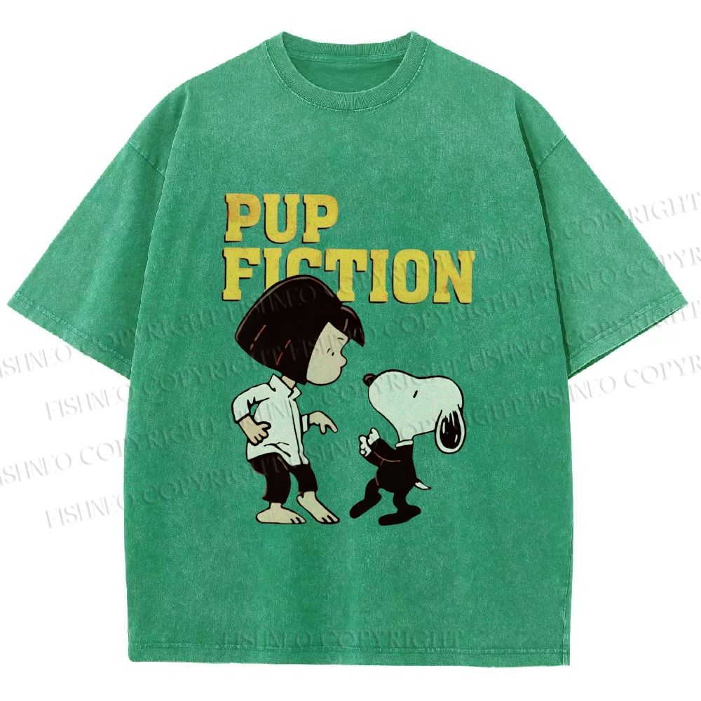 Unisex Pup Fiction Snoopy Printed Washed Tee