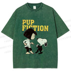 Unisex Pup Fiction Snoopy Printed Washed Tee