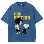 Unisex Pup Fiction Snoopy Printed Washed Tee