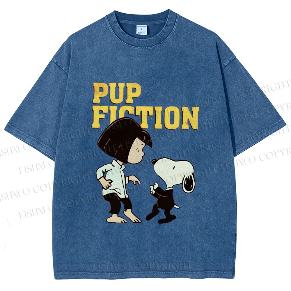Unisex Pup Fiction Snoopy Printed Washed Tee