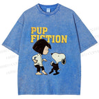 Unisex Pup Fiction Snoopy Printed Washed Tee