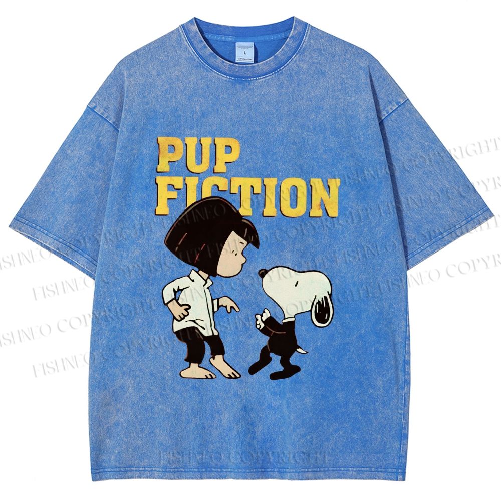 Unisex Pup Fiction Snoopy Printed Washed Tee
