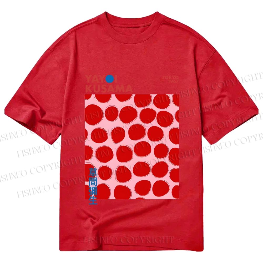 Unisex Classic Cotton Yayoi Kusama Red Dots Printed T-shirt