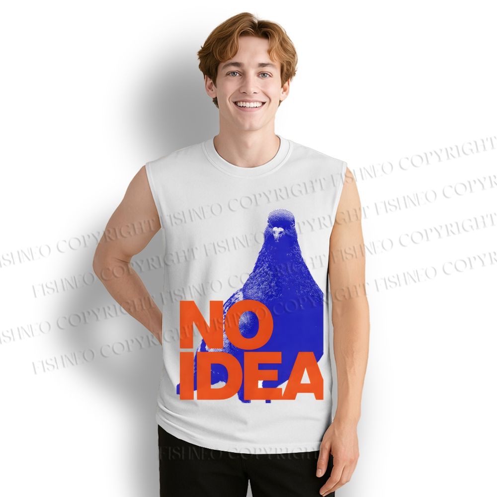 Unisex Funny Bird Pigeon Have No Idea Printed Cotton Tank Top