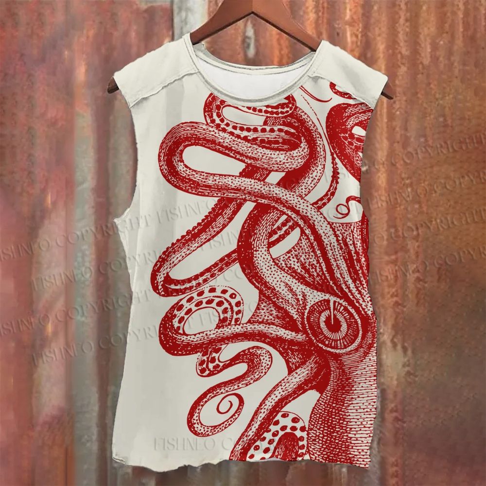 Unisex Casual Vintage Octopus Printed Tank Top
