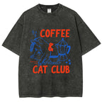 Coffee Cat Club Vintage Washed T-shirt