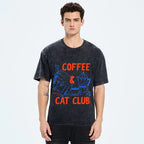 Coffee Cat Club Vintage Washed T-shirt