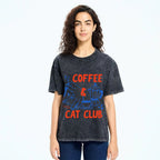 Coffee Cat Club Vintage Washed T-shirt