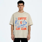 Coffee Cat Club Vintage Washed T-shirt