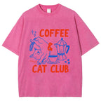 Coffee Cat Club Vintage Washed T-shirt