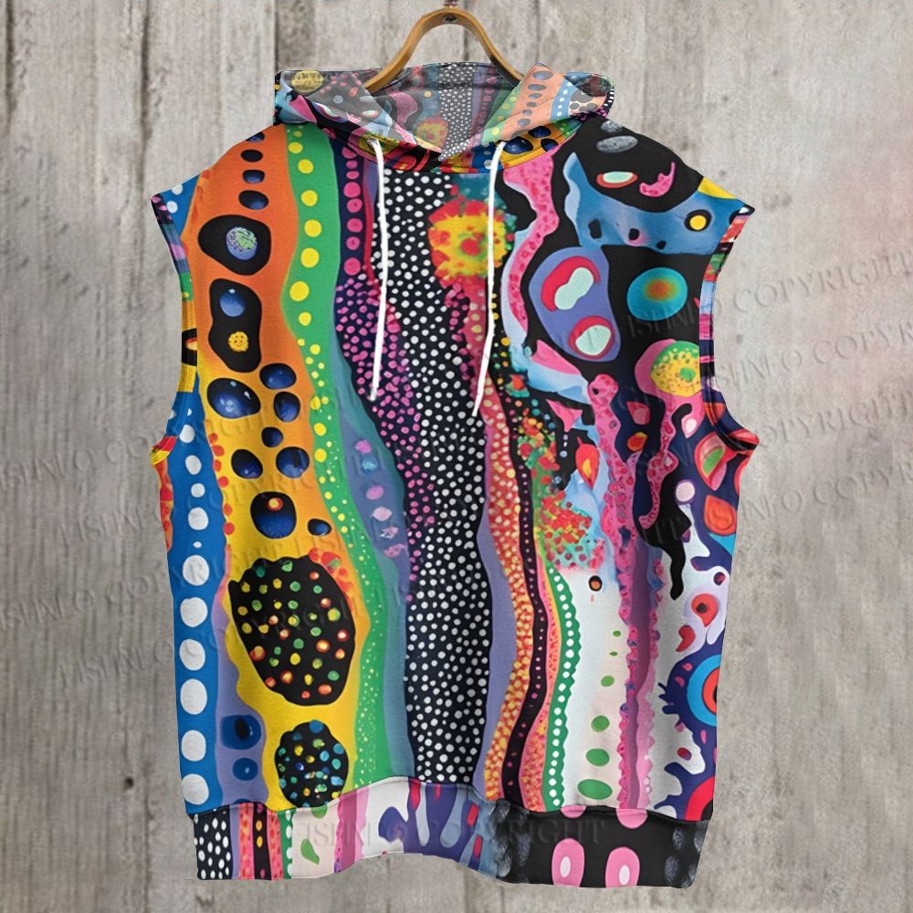 Unisex Polka Dot Universe Printed Sleeveless Hoodie