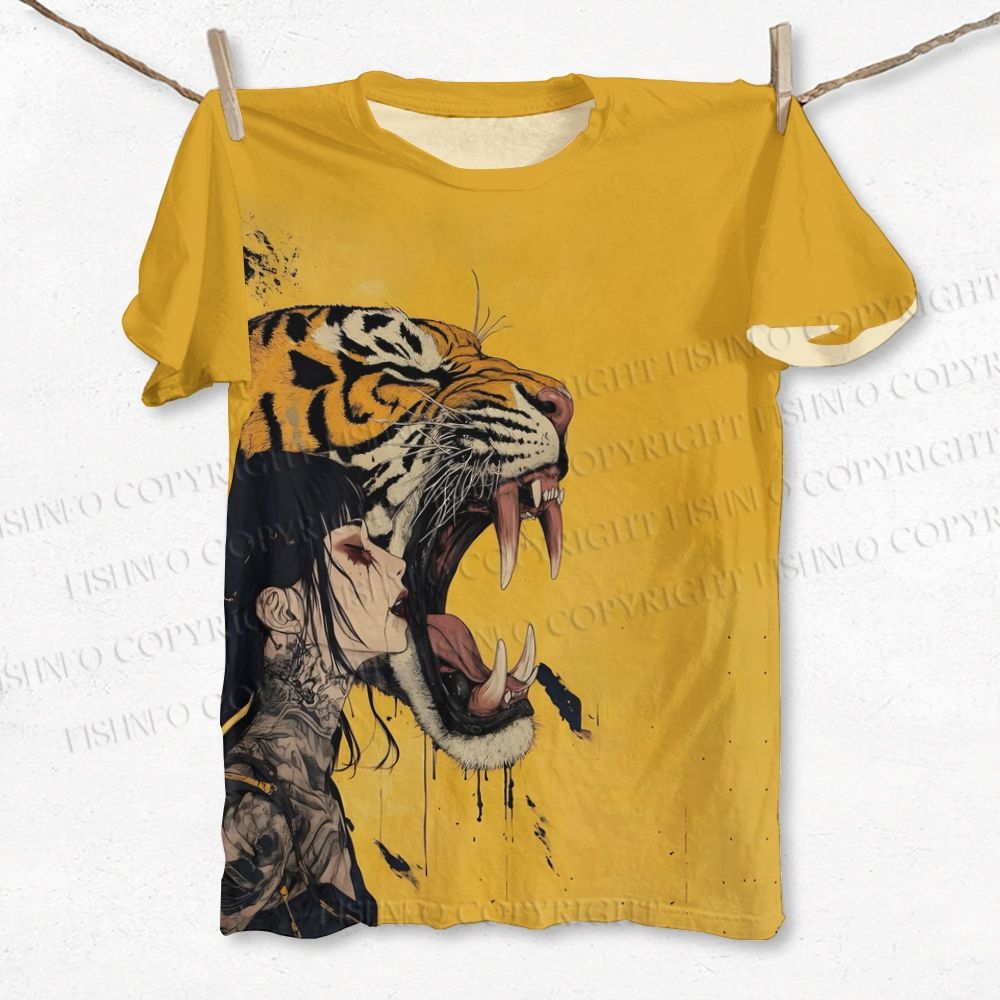 Unisex Tiger Face Woman Printed Classic T-shirt