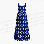 Giant Spooky Eyes in Blue Maxi Dresses