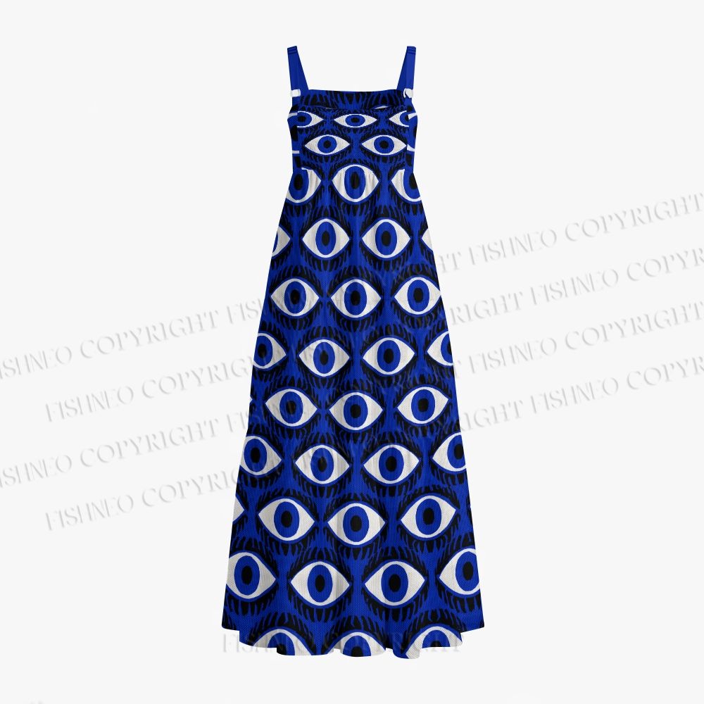 Giant Spooky Eyes in Blue Maxi Dresses