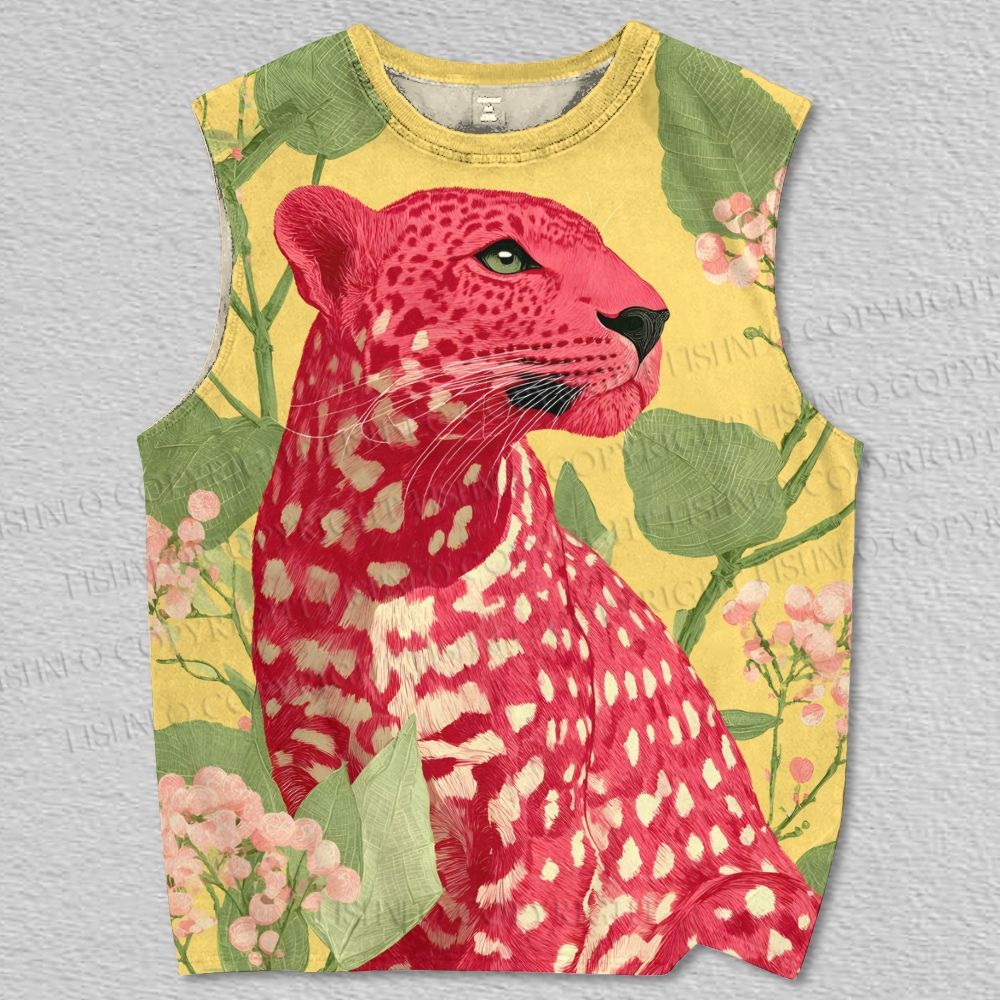 Unisex Red Panther Printed Tank Top
