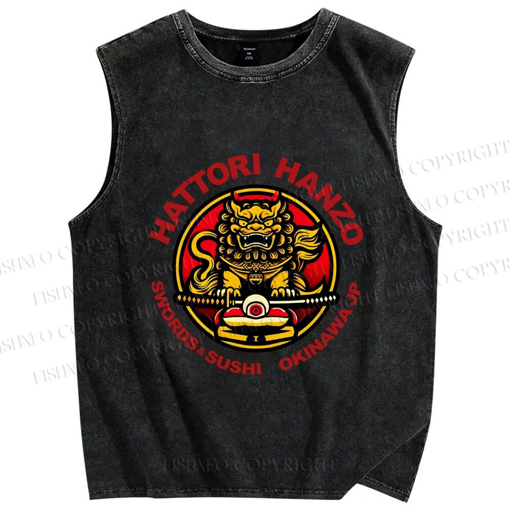 Unisex Hattori Hanzo Printed Washed Tank Top