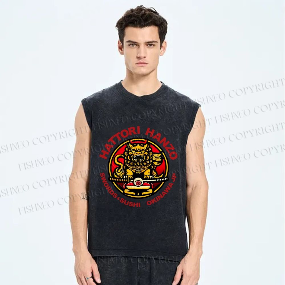 Unisex Hattori Hanzo Printed Washed Tank Top