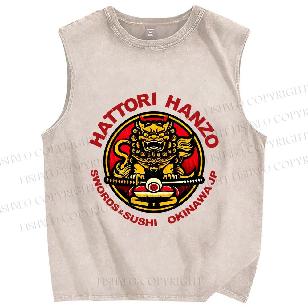 Unisex Hattori Hanzo Printed Washed Tank Top