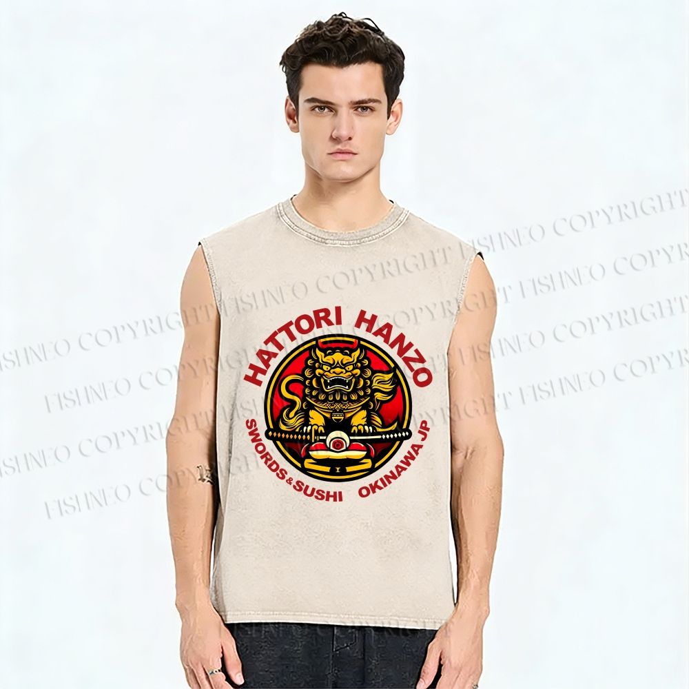 Unisex Hattori Hanzo Printed Washed Tank Top