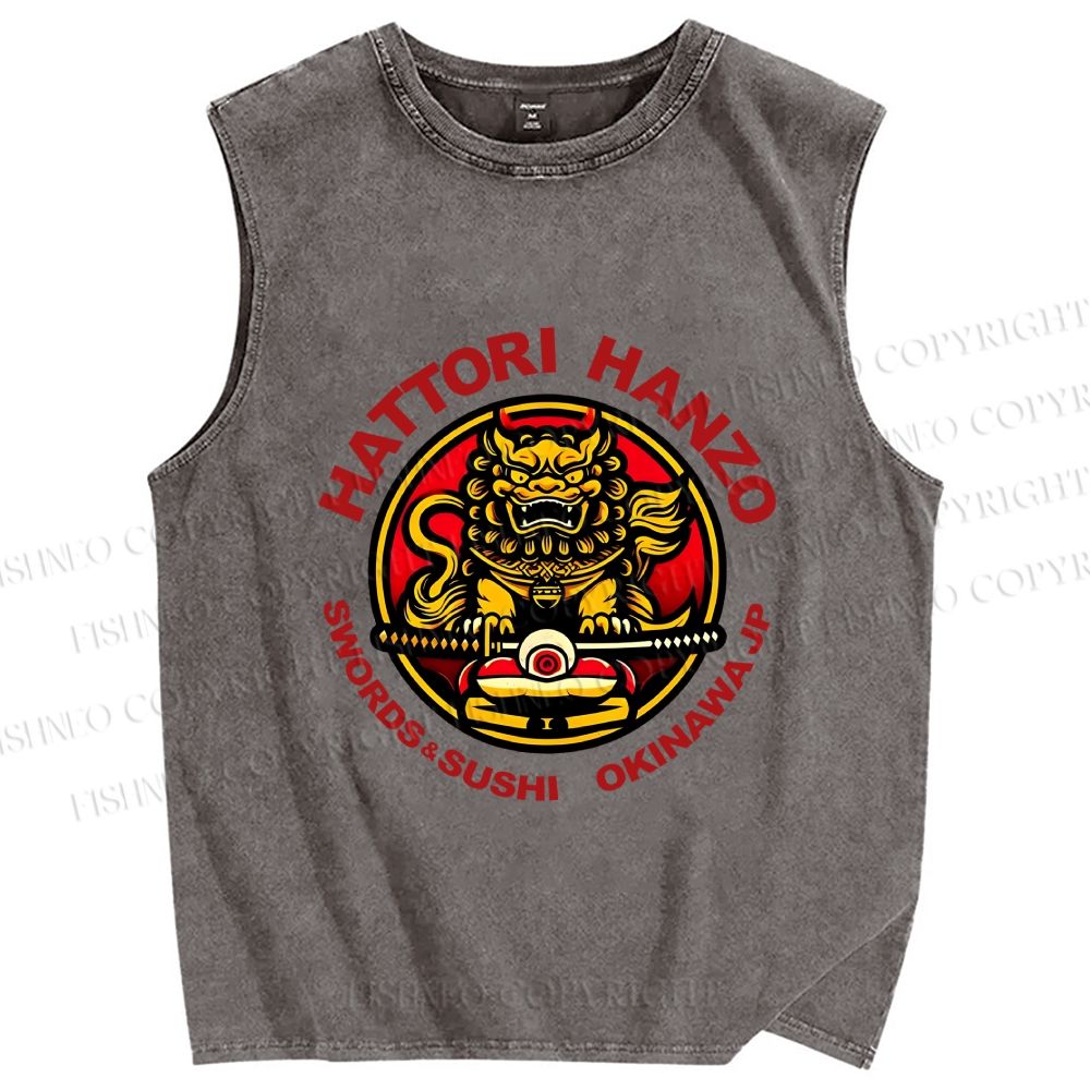 Unisex Hattori Hanzo Printed Washed Tank Top