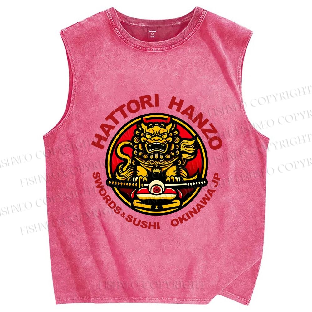 Unisex Hattori Hanzo Printed Washed Tank Top