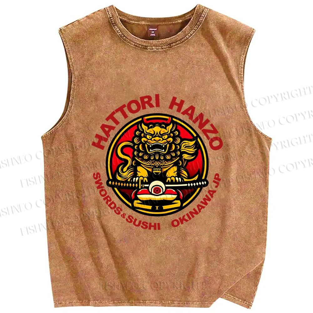 Unisex Hattori Hanzo Printed Washed Tank Top